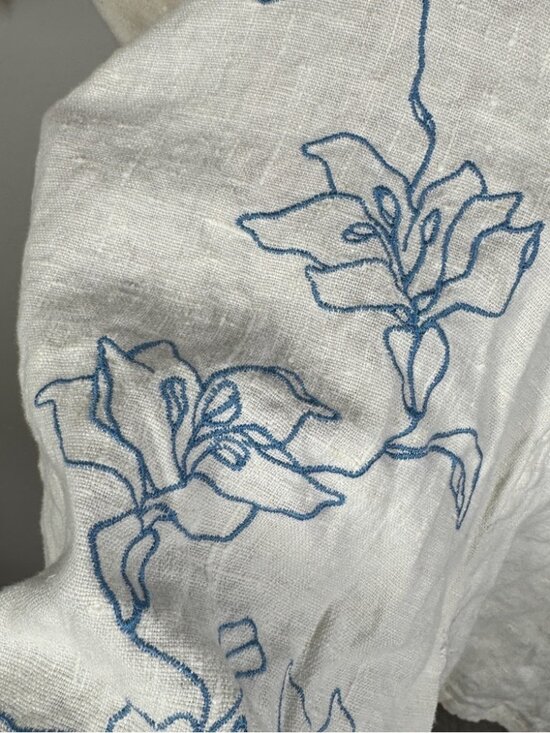 Vintage Harve Benard Linen Dress Cream Embroidered Midi Minimalist Casual - Picture 12 of 16